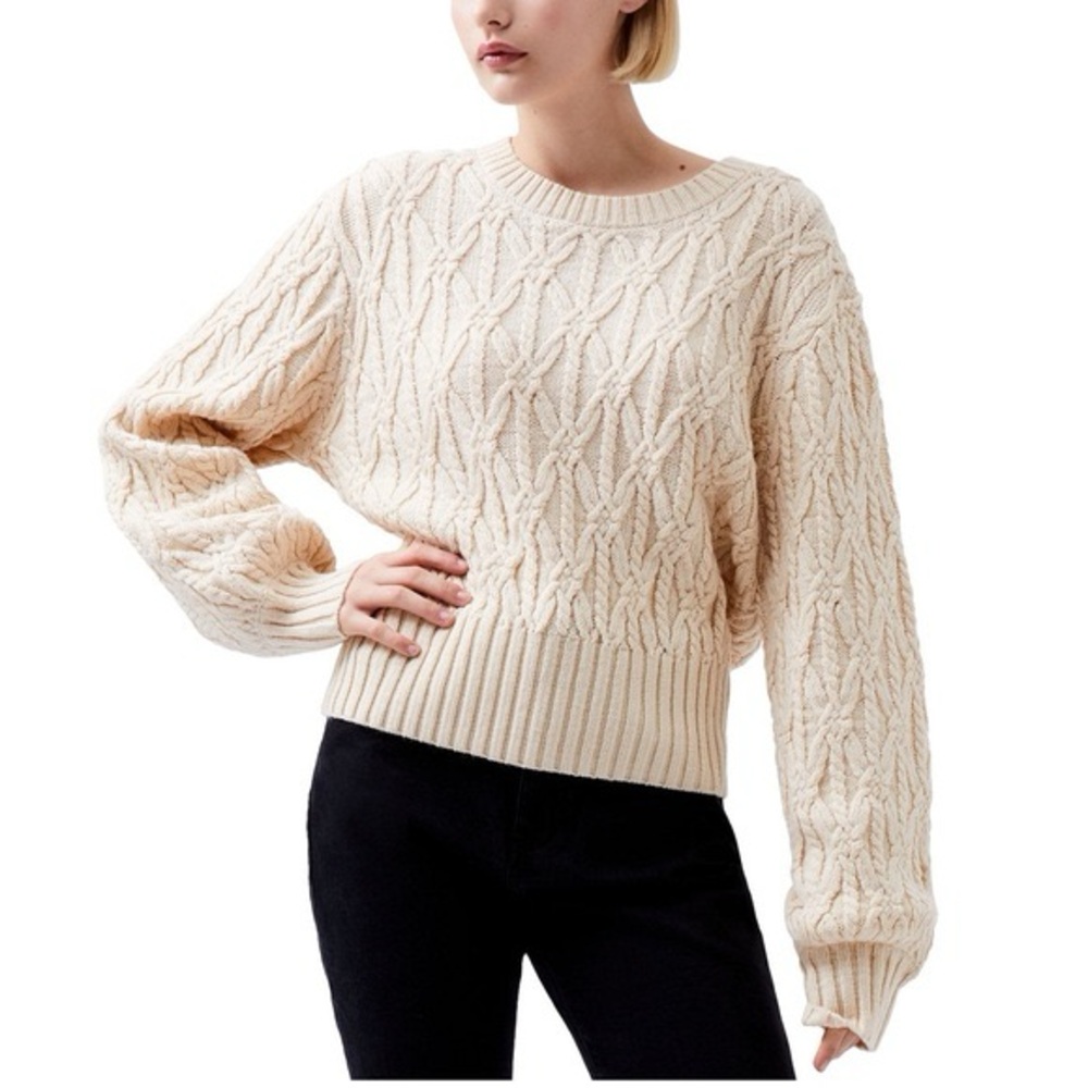 French Connection Cream Textured Knit Sweater